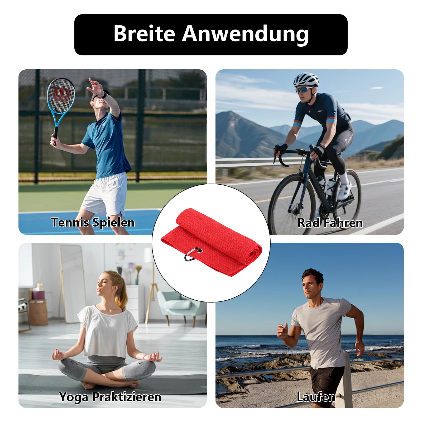 4 Pz Asciugamani da Golf, 40 x 40 cm Asciugamano da Golf in Microfibra Personalizzati per uomo e donna, accessori golfs, yoga e palestra