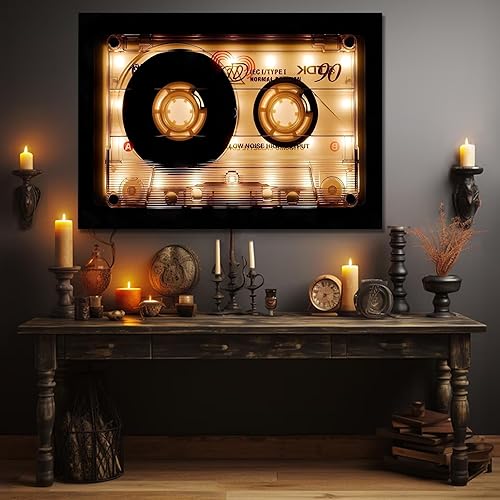 Miniatura 4 de Lienzo decorativo para pared, póster enmarcado de recuerdos musicales, decora tu espacio con una cinta de casete nostálgica, regalo para los amantes