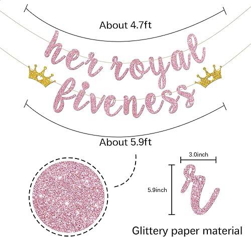 Miniatura 2 de Cartel con texto en inglés "Her Royal Fivenity" - Decoración de fiesta de cumpleaños número 5 para niñas, suministros de decoración de fiesta de