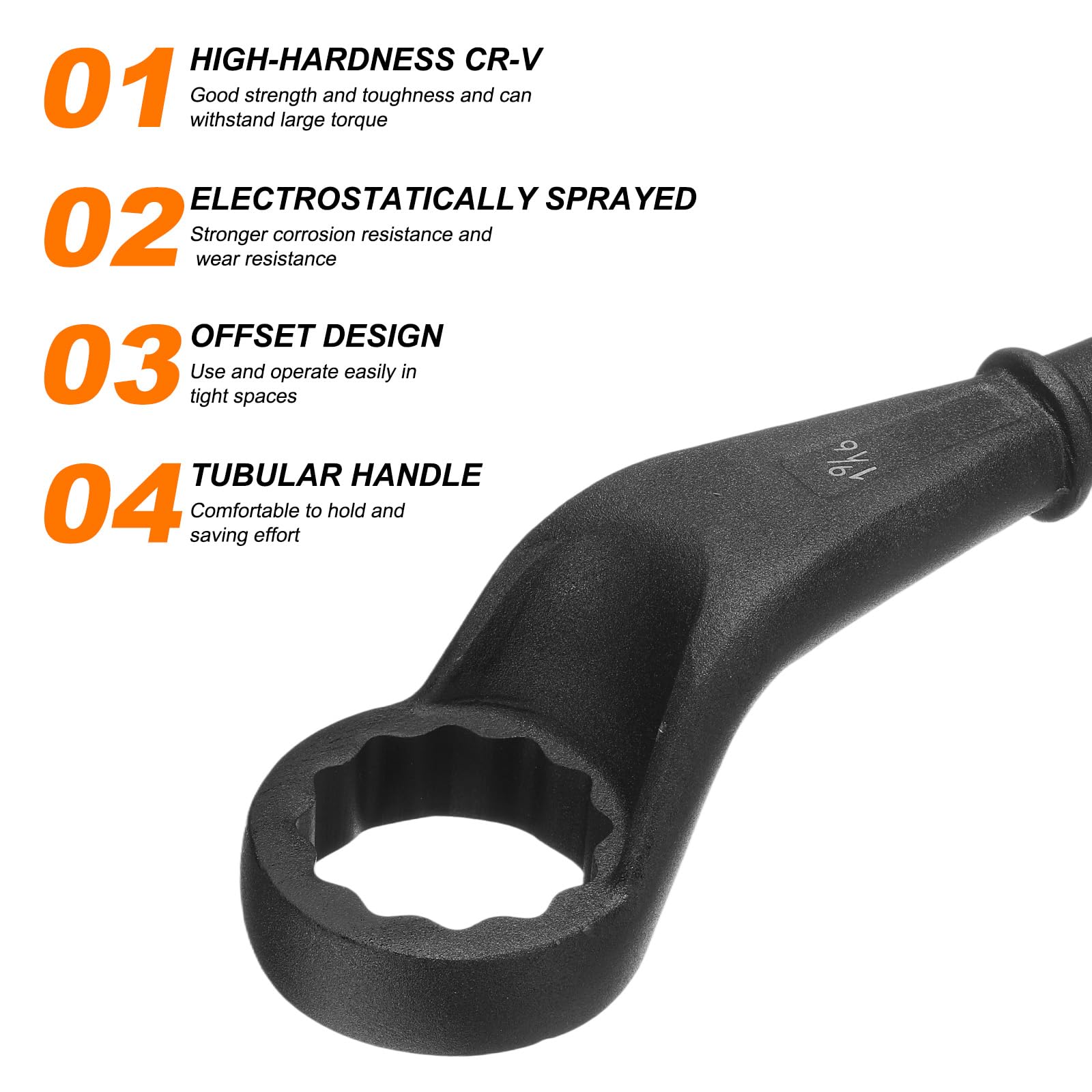 QUARKZMAN Llave Tubo Extremo Curvo 1-9/16" CR-V 12 Puntos Extremo Único Llave Torx Cuello Alto Llaves Tubo Apretar Y Remover Tornillos Y Sujetadores Negro