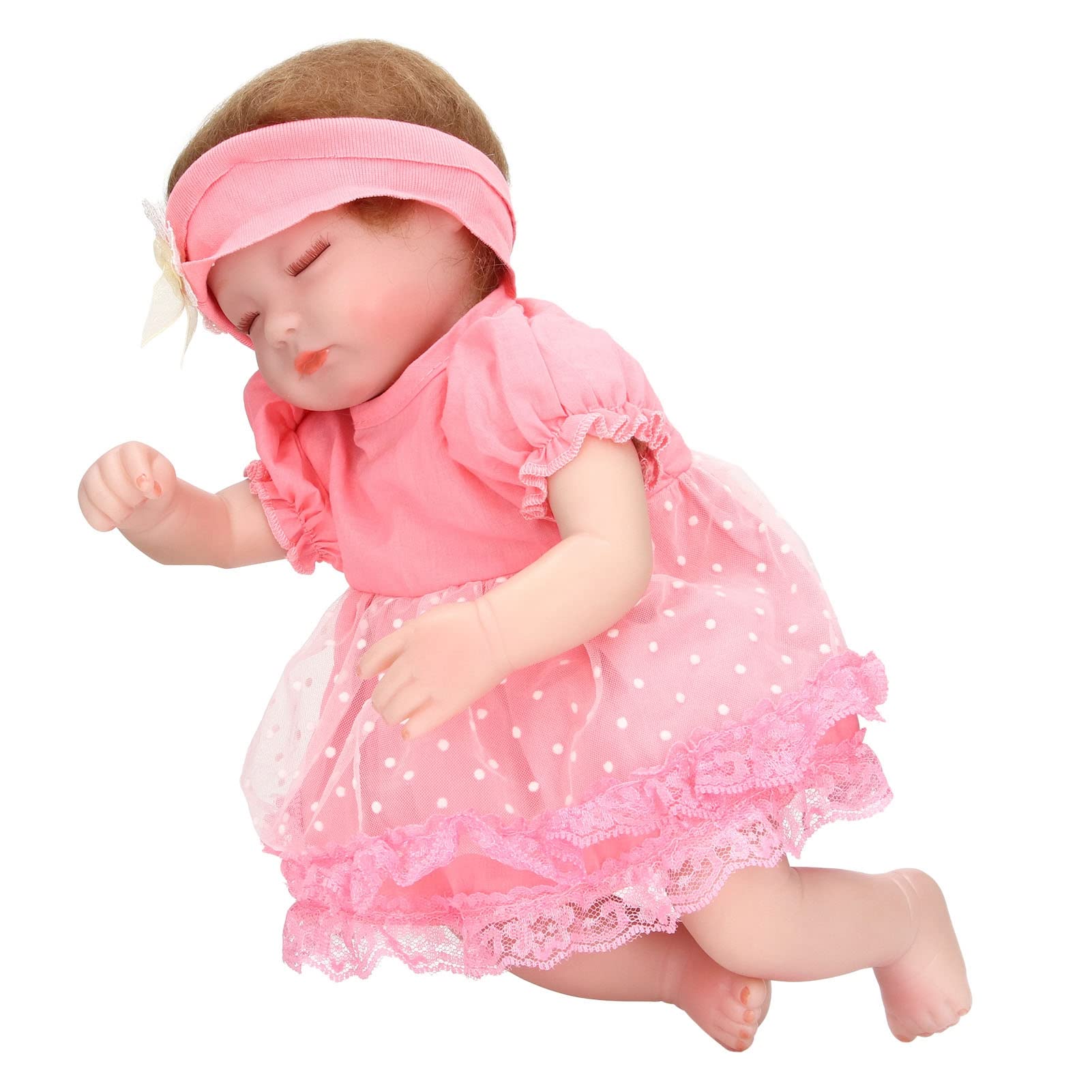 Lustige Lebensechte Wiedergeborene Babypuppe, Standbares Mädchenspielzeug aus Silikon, 13,8 Zoll, Zum Spielen Im Innen- und Außenbereich