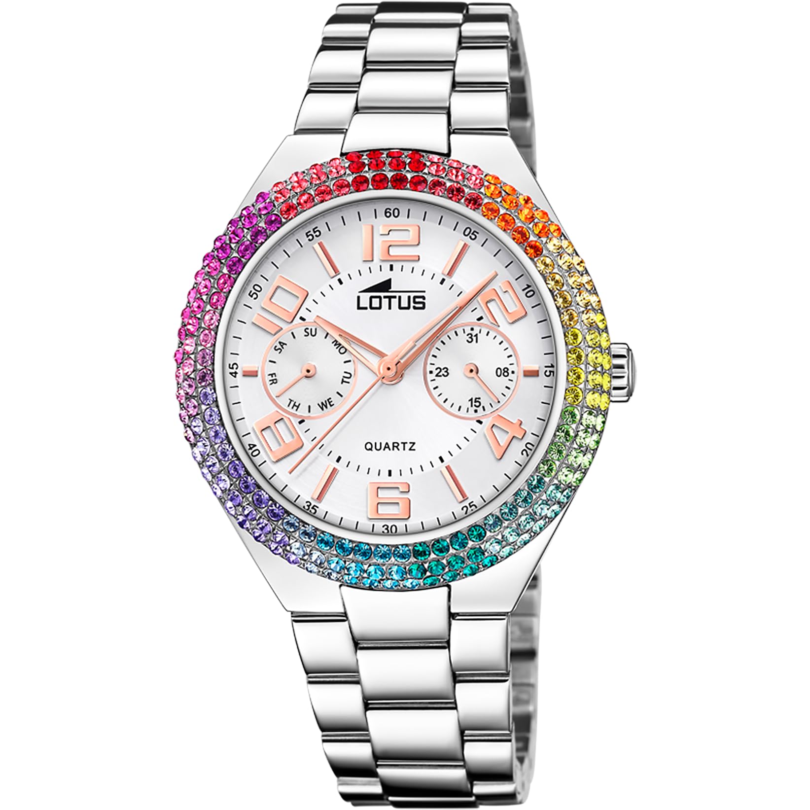 LOTUS Orologio Donna Analogico in Acciaio Inossidabile 316l Argentato | Movimento al Quarzo Multifunzione, Vetro Minerale ad Alta Resistenza, Impermeabile 5 ATM, Special Prices 18907/1