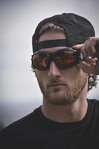 Miniatura 4 de 2 pares de gafas Birdz Eyewear Eagle Black acolchadas para motocicleta con lentes transparentes y ámbar