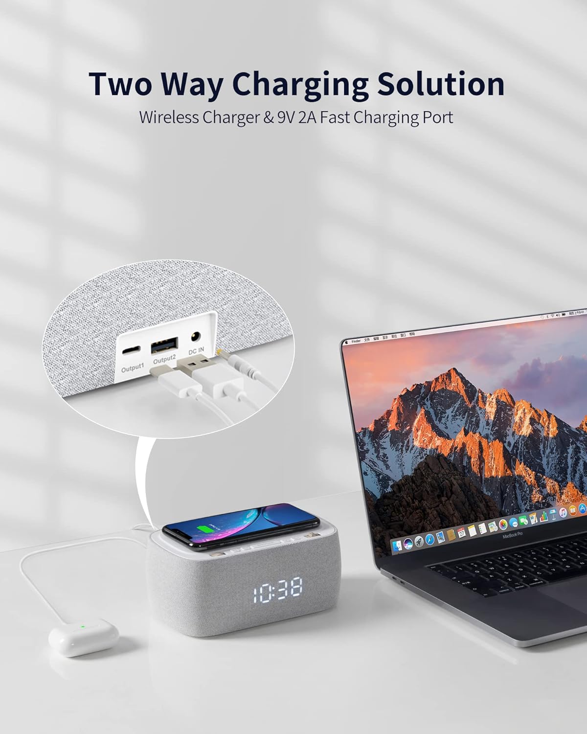 Buy EZVALO Alarm Clock with Wireless Charger,Multifunctional Digital