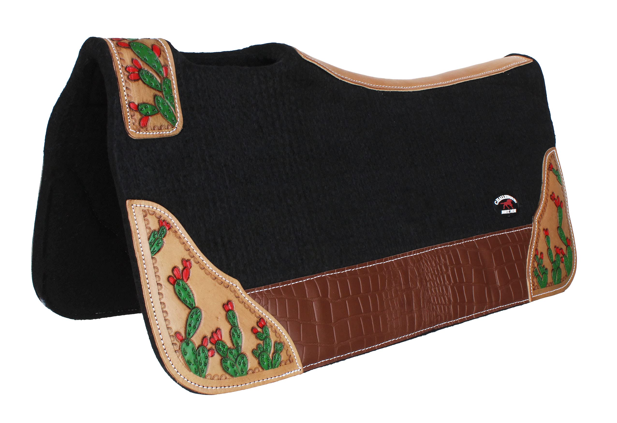 CHALLENGER Horse 39218BK - Sottosella terapeutico in feltro di lana, 81 x 76 cm, colore: Nero