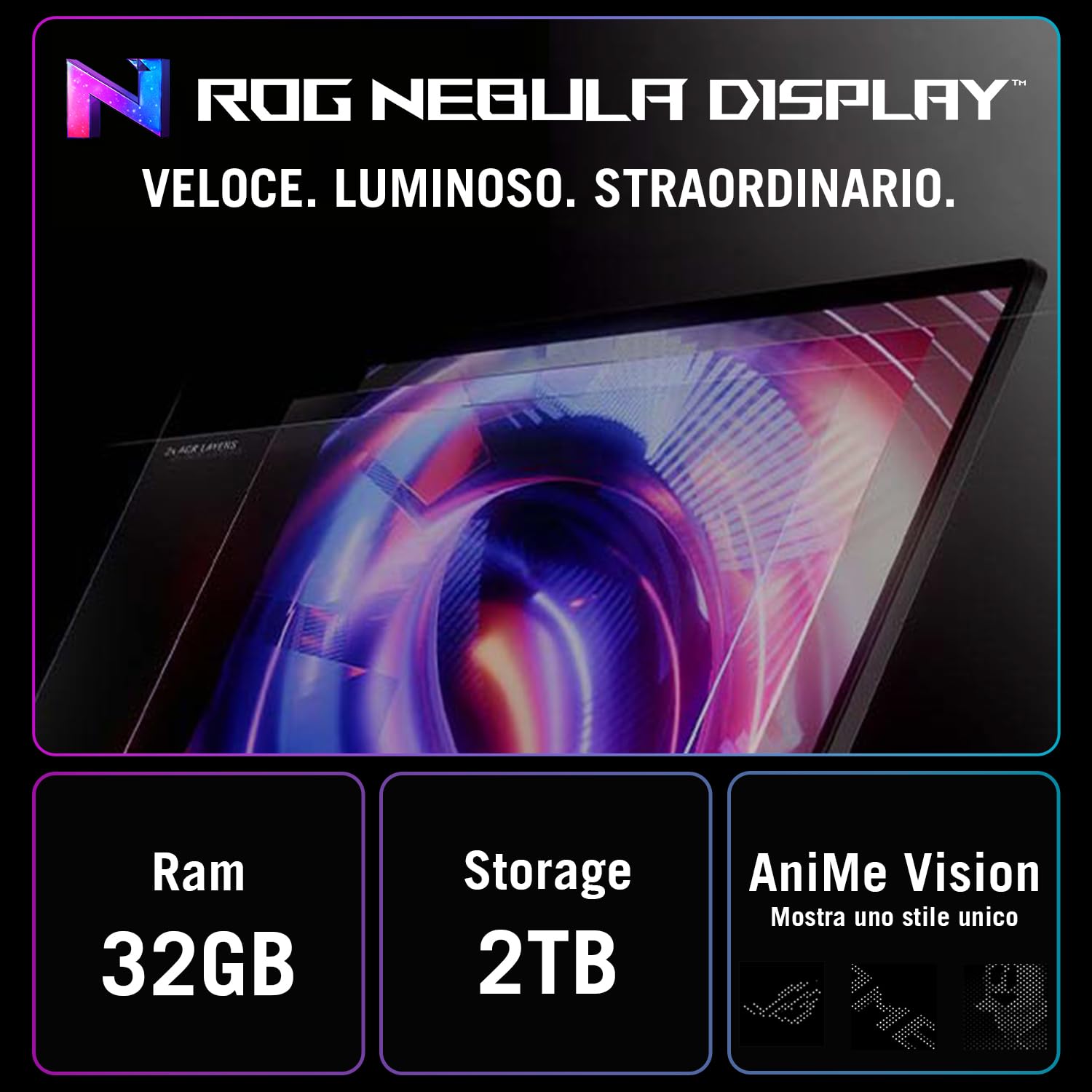 ASUS ROG Strix SCAR 16 (2025) con NVIDIA GeForce RTX 5080 16GB, Display ROG Nebula da 16” a 240Hz, Intel® Core™ Ultra 9 275HX, 32GB RAM, 2TB SSD, Layout ITA, Nero