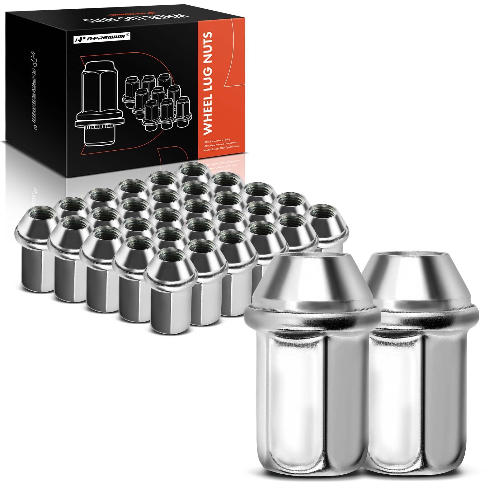 A-Premium M14-1.50 Wheel Lug Nuts Compatible with Chevrolet Silverado 1500 2500 HD 3500 Tahoe GMC Sierra Yukon Terrain Buick Front and Rear 32-PC Set