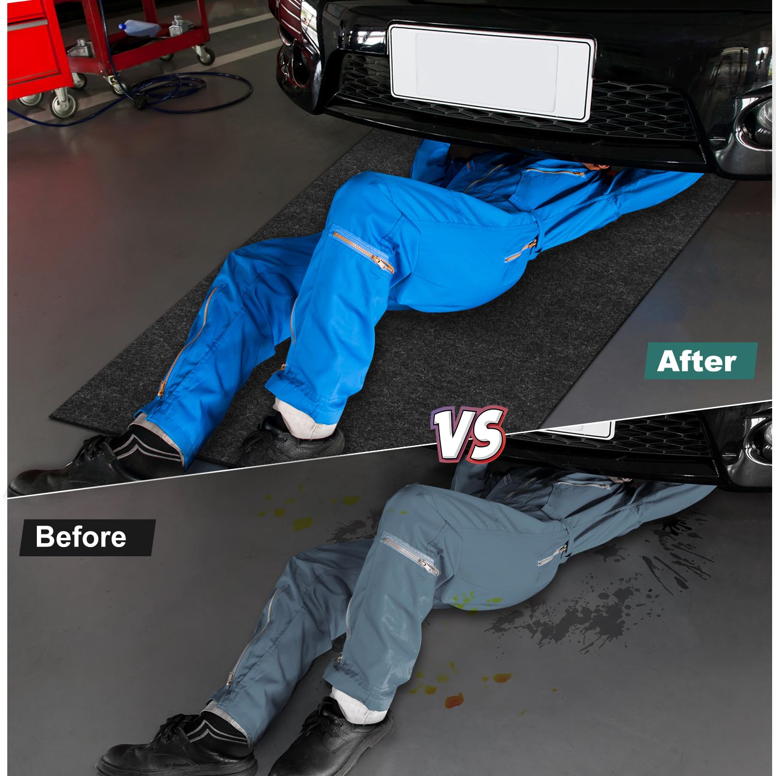 Lot de 2 tapis anti-gouttes d'huile réutilisables pour garage, allée, fuite d'huile pour moto, voiture (91,4 x 152,4 cm)