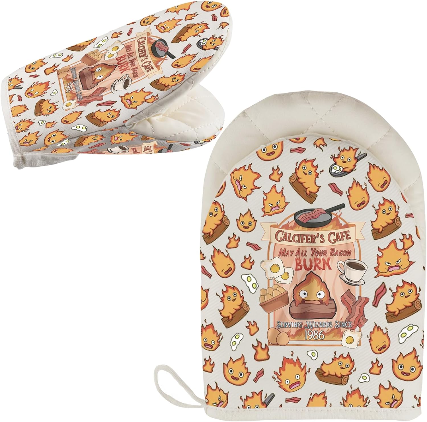 WCGXKO Anime Inspired Kitchen Gloves Anime Lover Baking Short Oven Mitt Housewarming Gift (Cal Burn G)