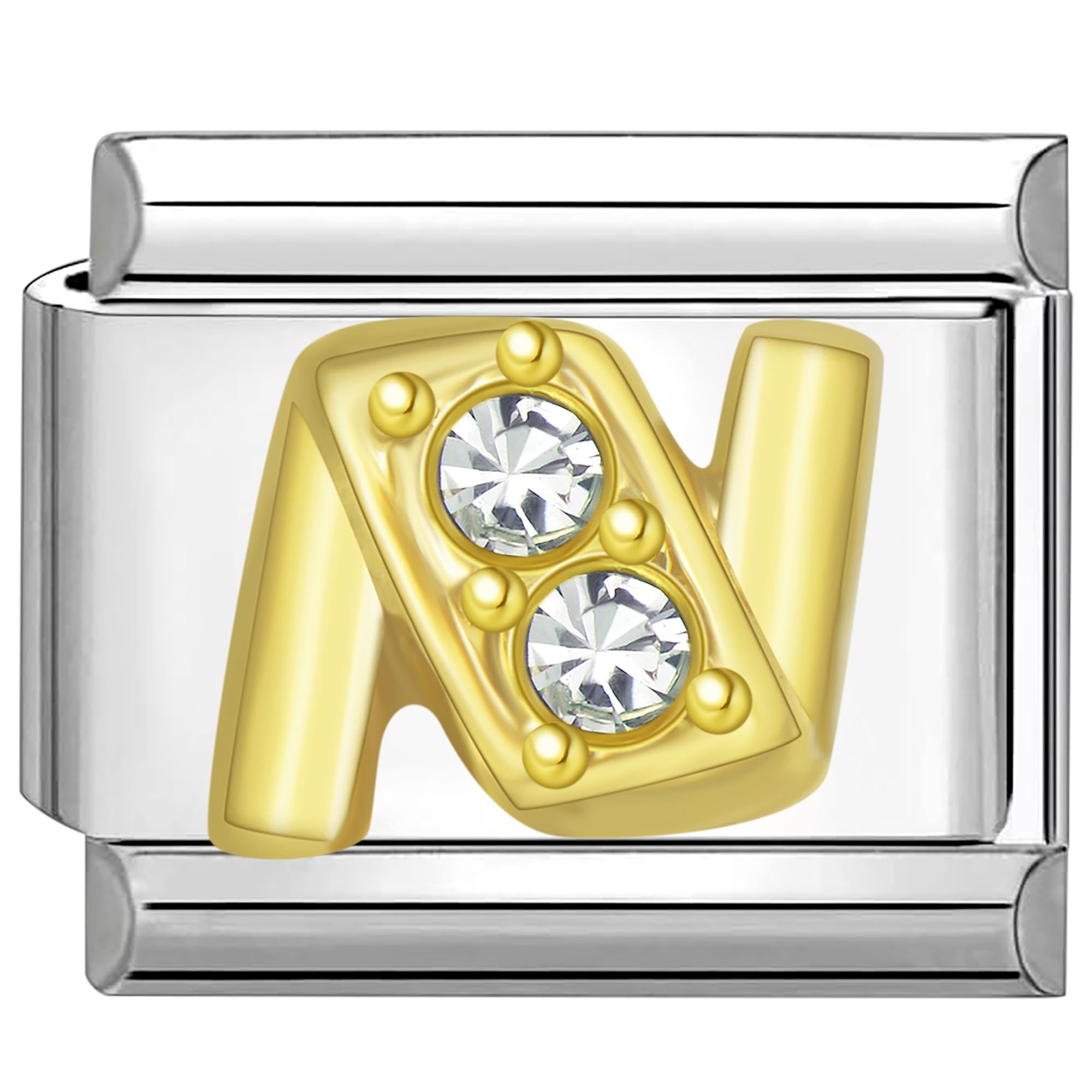 Quiges 9mm Italian Charm Buchstabe R - Edelstahl Modul Für Armbänder