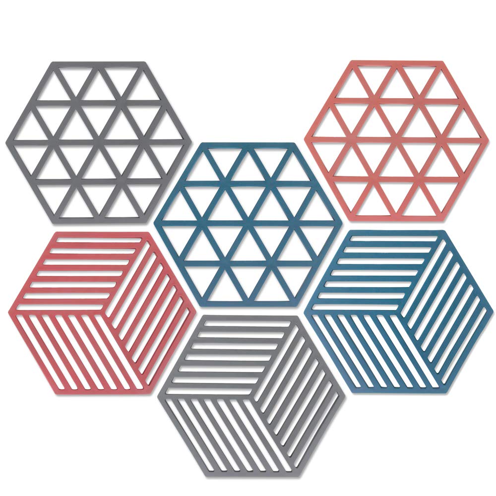 SAYOK Silicone Trivets for Hot Pots and Pans,Trivet Non-Slip Pot Holder Coasters Cup Hexagon Silicone Placemat for Kitchen Table, Pad Hot Pads, Spoon Rest, Cooking & Dining (6pcs)
