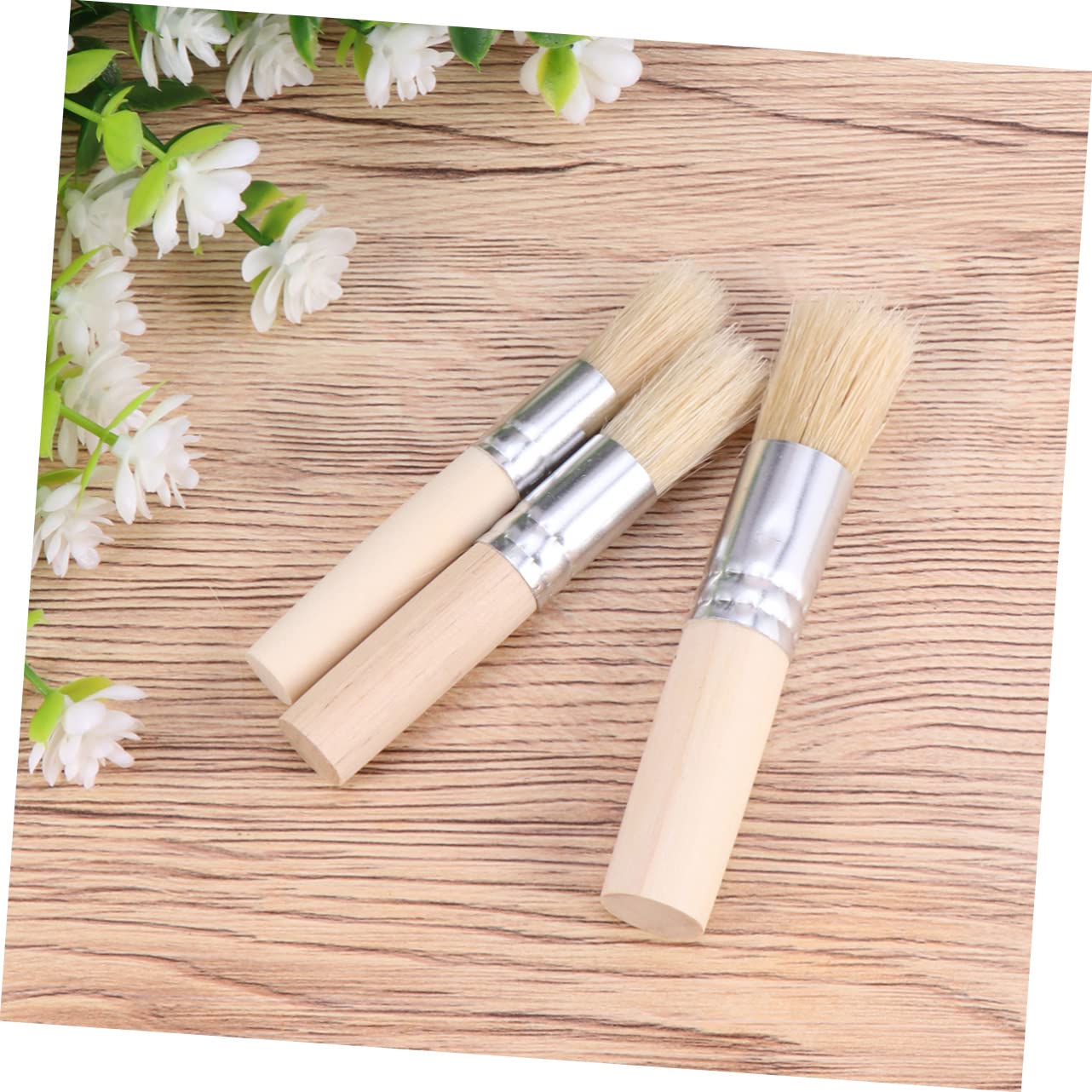 Angoily 3Pcs Stencil Brush Pig Bristle Hollow Painting Tools for Oil and Acrylic Comfortable Grip for DIY Art Crafts for Adults