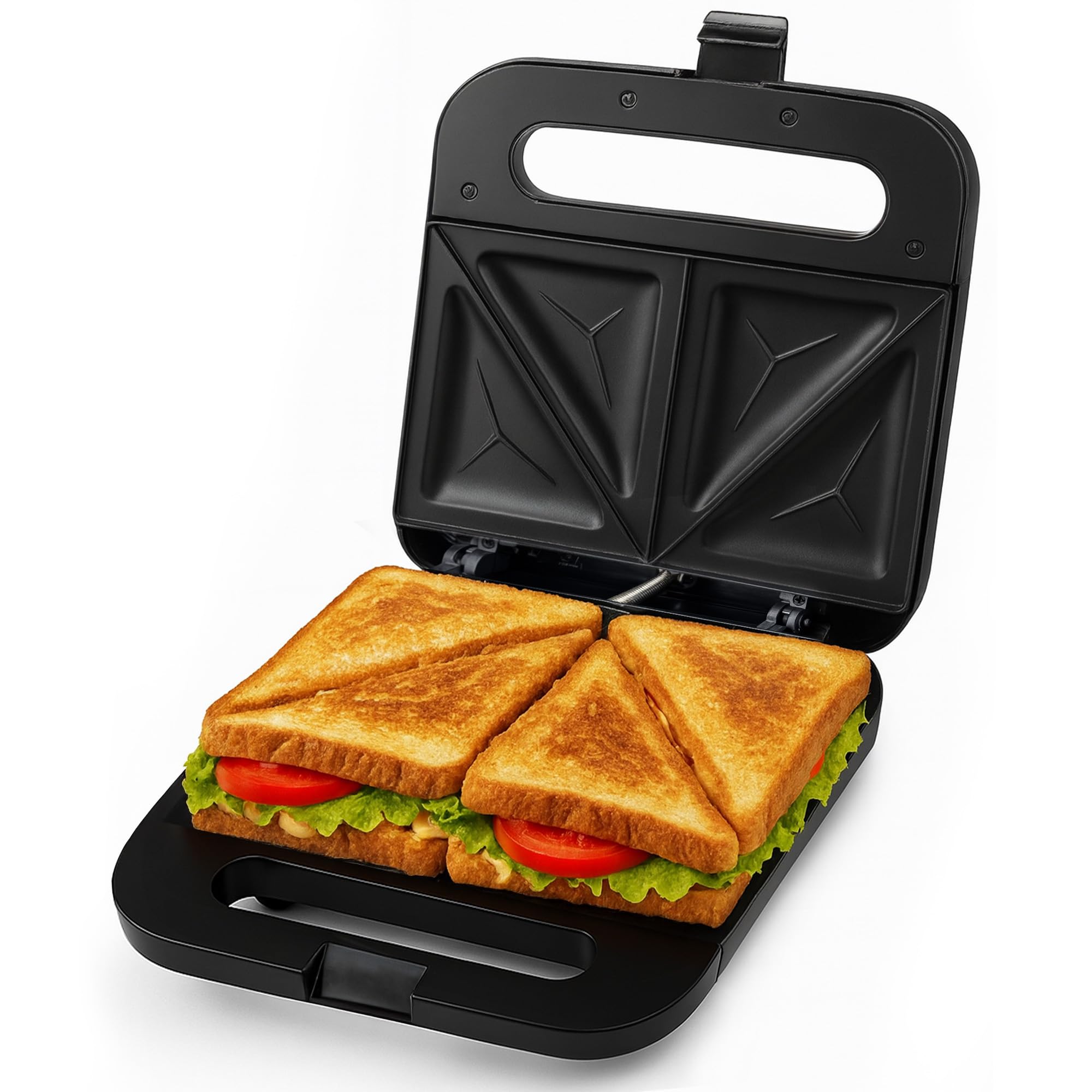 Electric Sandwich Maker with Non-Stick Plates, Indicator Lights, Cool Touch Handle, Easy to Clean and Store, Perfect for Cooking Breakfast, Grilled Cheese, Tuna Melts and Snacks, Black GPS401B