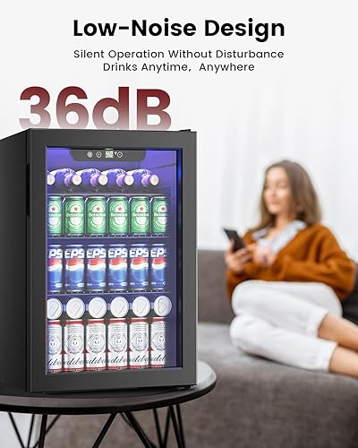 Miniatura 6 de Refrigerador de vino  24 botellas de 95 latas, mini refrigerador de vino con puerta de vidrio para cerveza, soda, bebida de agua, refrigerador