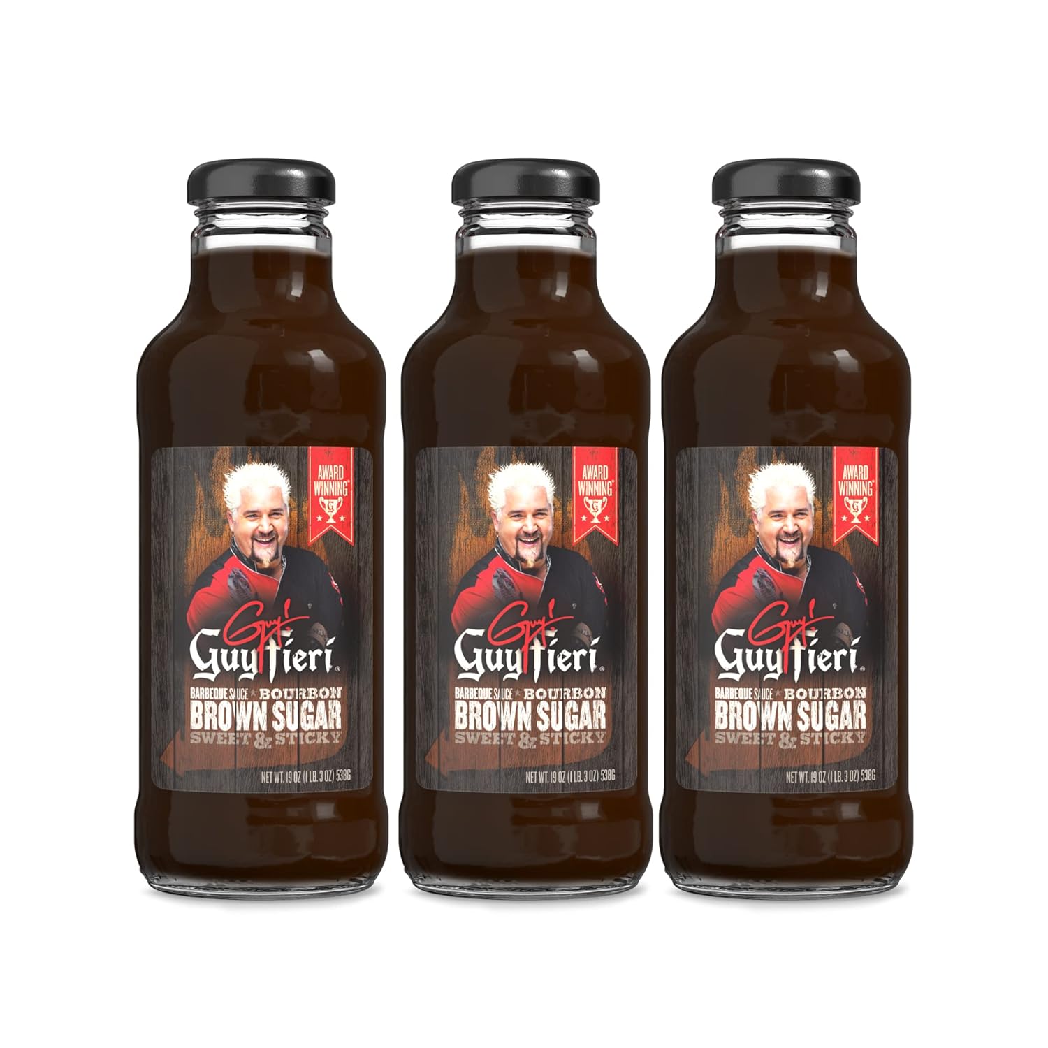 Guy Fieri Brown Sugar Bourbon BBQ Sauce 19.0 OZ(Pack of 3