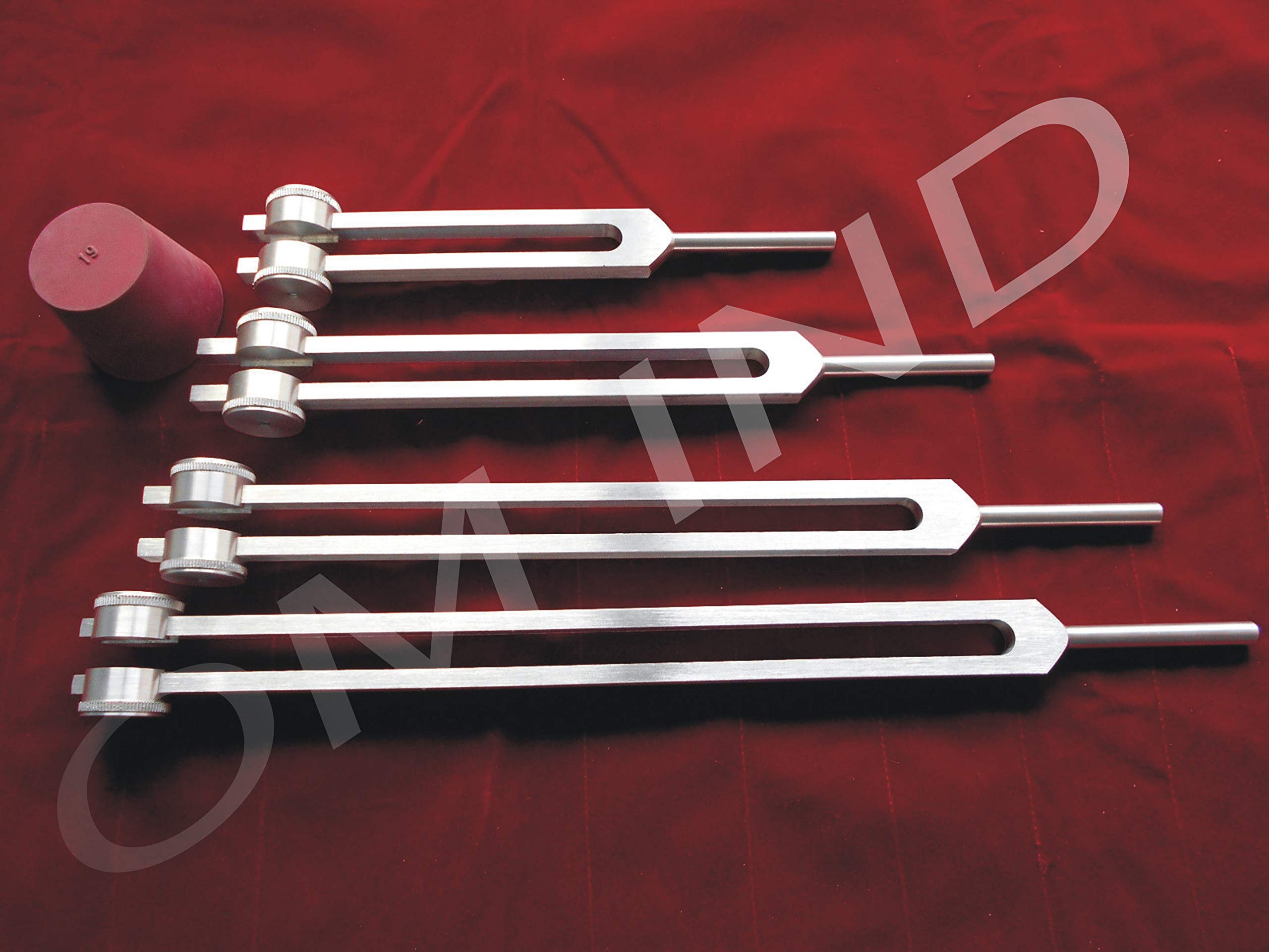 Professional Otto Tuners Weighted 4 Tuning Forks 32,48,64 &128 Hz Tuning Forks with Reflex Hammer and Carry Bag