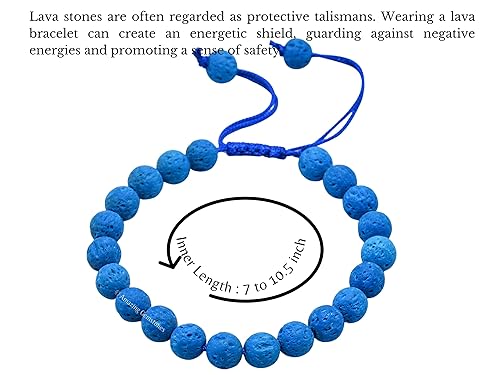 Miniatura 3 de Blue Lava Stone Bracelet for Women Men's Gifts - Protection Healing Crystal Bracelet - 8mm Gemstone Beaded Adjustable Bracelet Pulseras Para Hombres