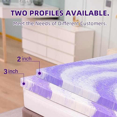 Miniatura 7 de BedsPick Cubrecolchón de espuma viscoelástica Queen de 2 pulgadas, con infusión de gel, cubrecolchón de espuma suave para aliviar la presión