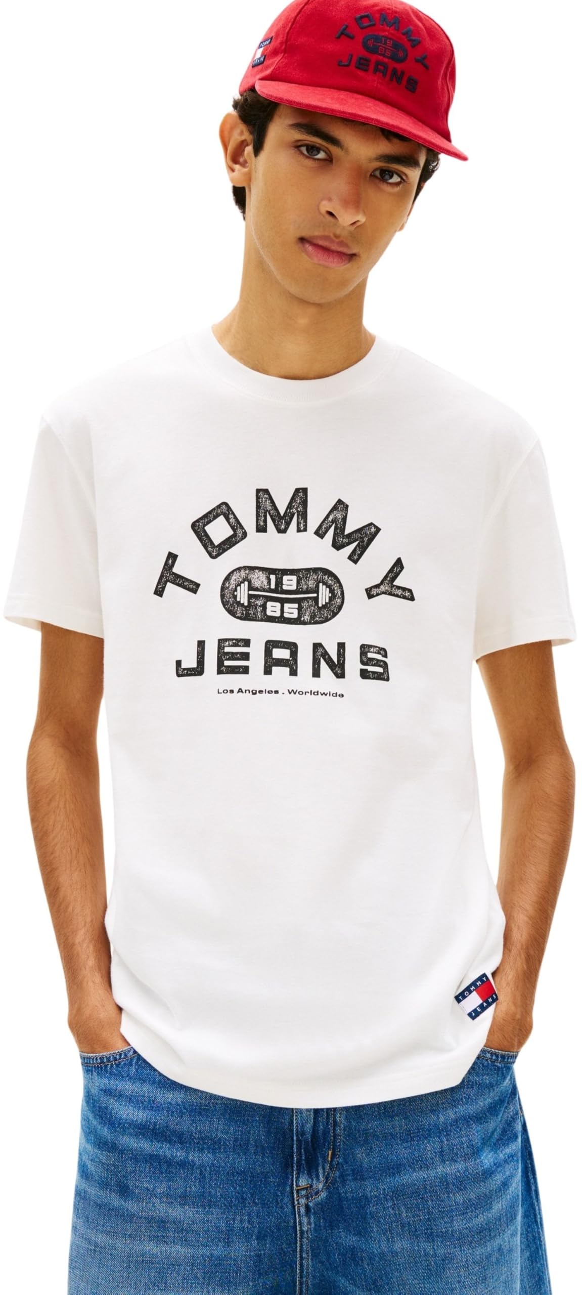 Tommy Jeans Men's TJM Reg Tj Gym Ss Tee Ext DM0DM22551 S/S T-Shirt, White (Ecru), XL