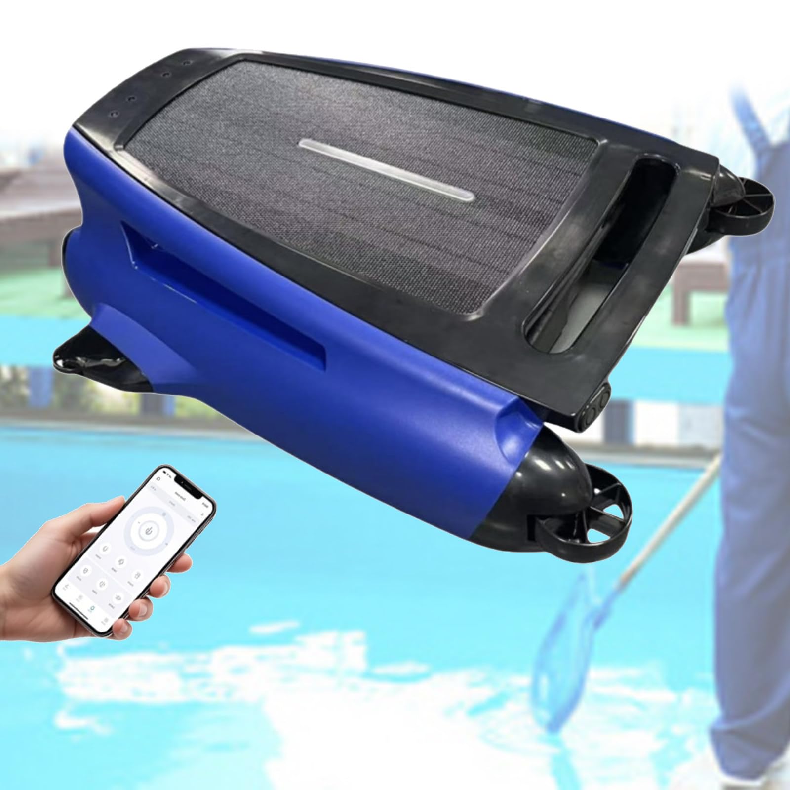 DOZPAL Automatic Pool Sur-face Cleaner with App Control, Smart Obstacle Avoidance and Dual Charging Modes, Solar Powered Pool Sur-face Skimmer Cleaner, 24/7 Continuous Cleaning B
