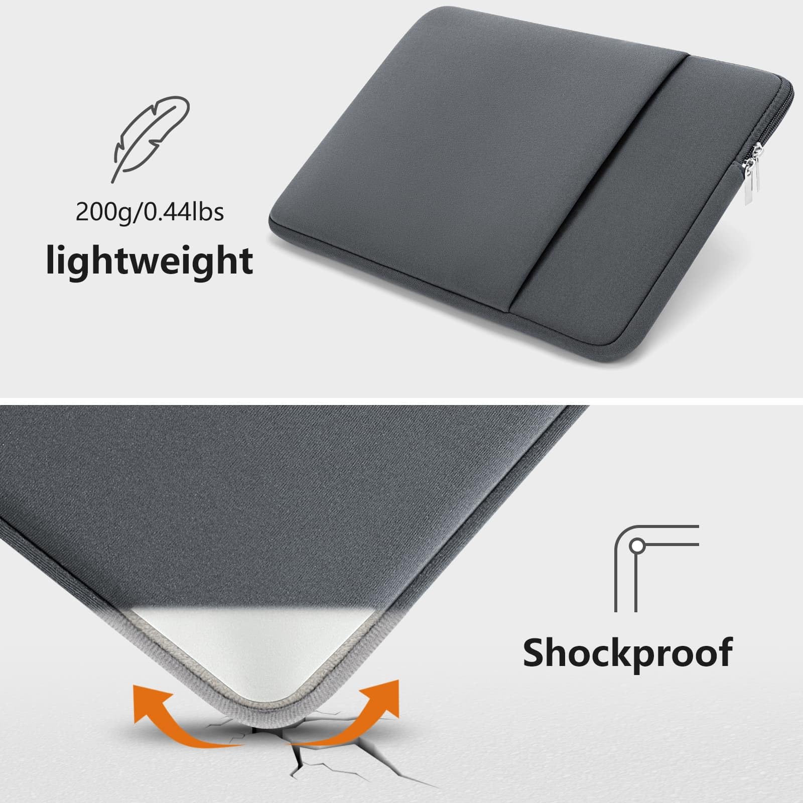 13 Pollici Custodia Portatile Protettiva Borsa Porta PC Computer Notebook Sleeve Cover Compatibile con 13 Pollici MacBook Air M2 M1 A2681 A2337 A2179 MacBook Pro M2 M1 A2338 A2289, Grigio