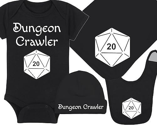 Miniatura 9 de Gaming Baby Onesie - Dungeon Crawler with Dice (6-12 Month - Pink Fabric - Black Design)