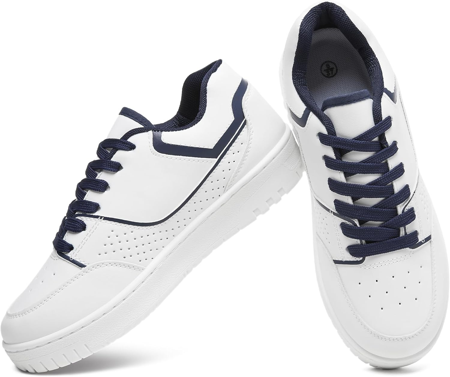 Eydram Womens Sneakers White Leather Tennis Shoes with Memory Foam Insole Low Top Platform Shoes for Women Lace Up Casual Sneakers