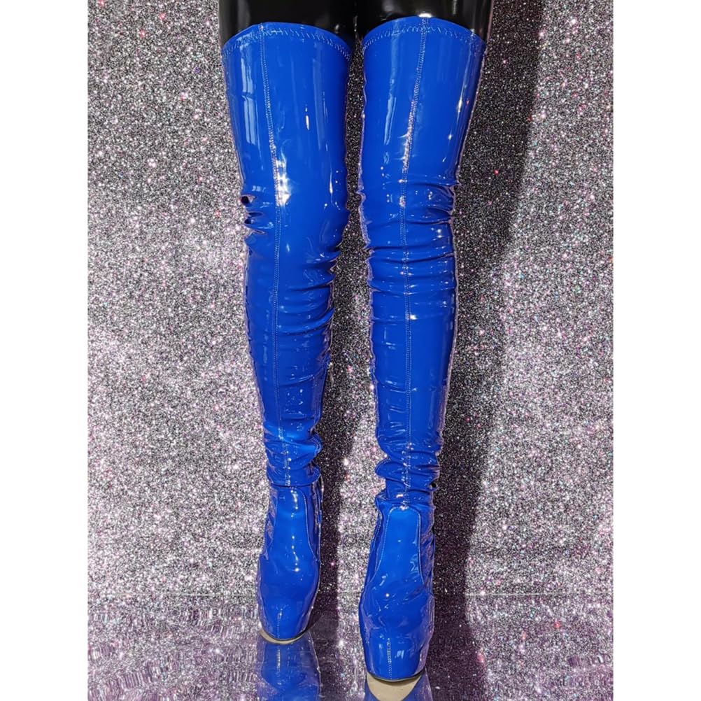 Cuissardes pour Femmes. Talons Aiguilles de 15CM, Plateforme à Enfiler sur Les Bottes Hautes au Genou. pour Spectacle de Strip-teaseuse et de travestisme