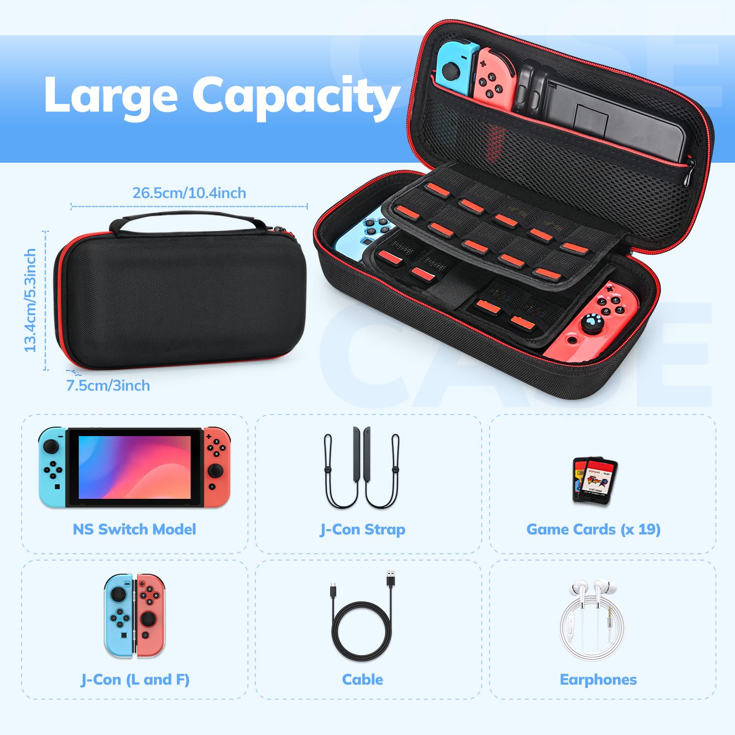 Younik Switch Zubehör Bundle, 16 in 1 Switch-Zubehör-Set enthält Switch Tragetasche, Schutzhülle für Konsole & J-Con, Bildschirmschutz, Verstellbarer Ständer, Switch Game Case und mehr