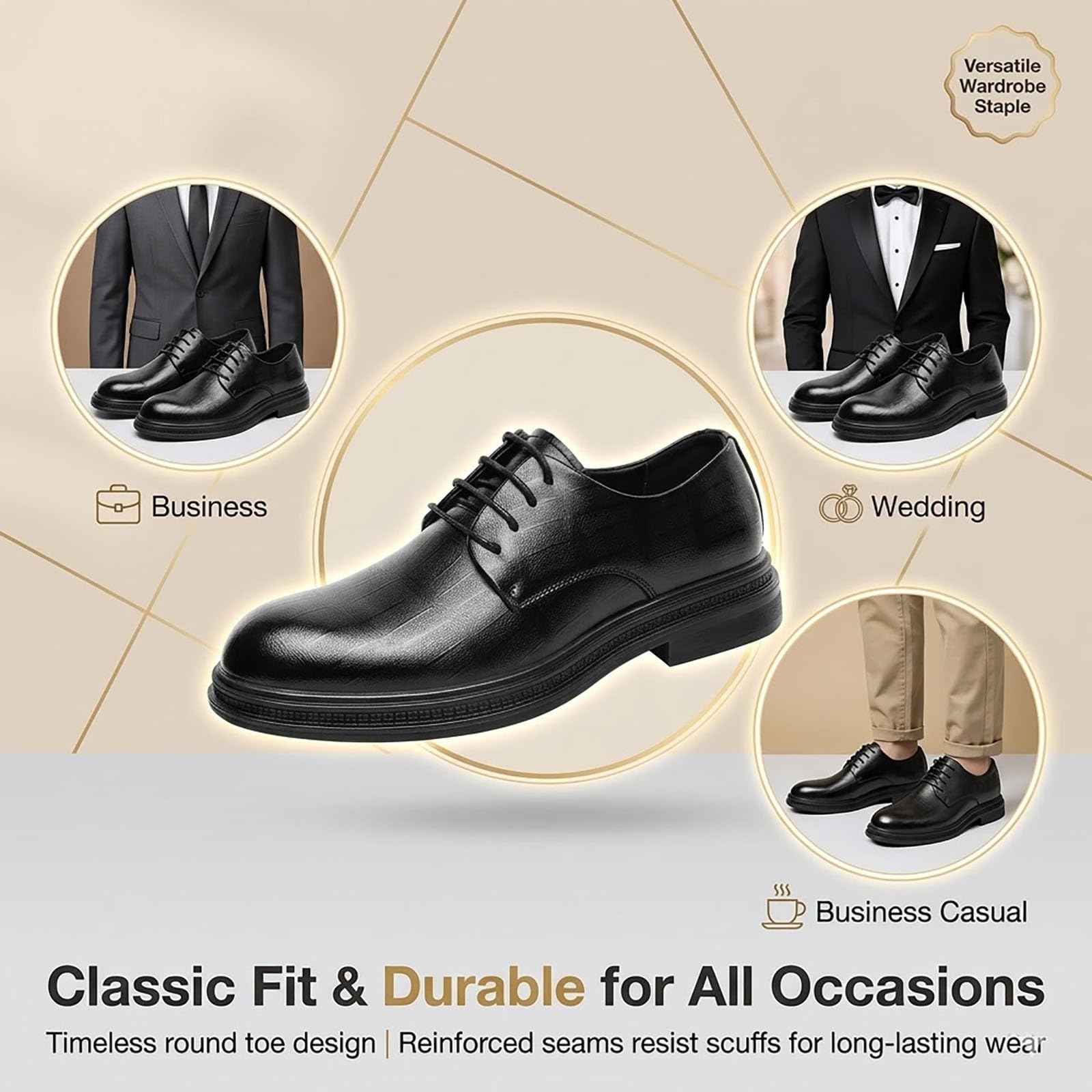 Scarpe Formali Foderate Traspiranti con Suola Antiscivolo, Ideali for Lavoro E Cerimonie Nuziali(40 EU)