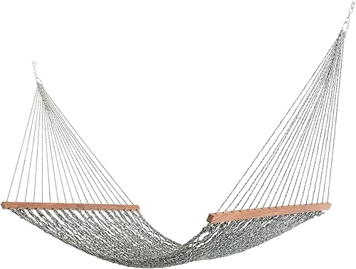 Nags Head Hammocks Hamaca de cuerda de cuerda de tweed de avena verde con cadenas de extensión gratis y ganchos para árboles, hecha a mano en los