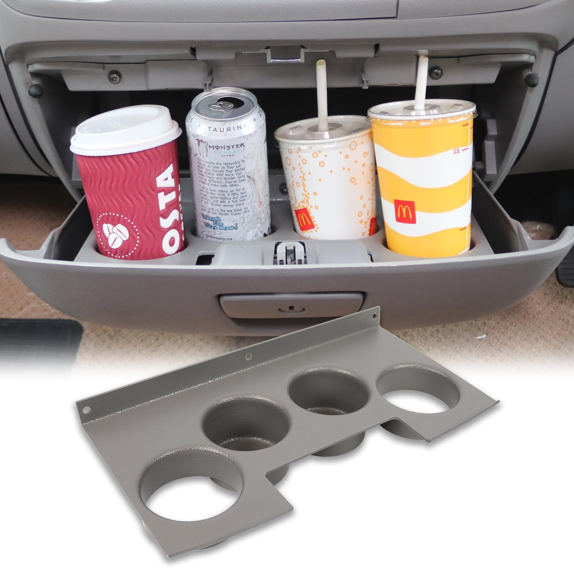 X Cup Holder Insert for Glovebox Compatible With Citroen Relay, Peugeot Boxer and Fiat Ducato (For Grey Glovebox Only) - 2007- Onward - Left & Right Hand Drive Compatible - No Drill OEM Style