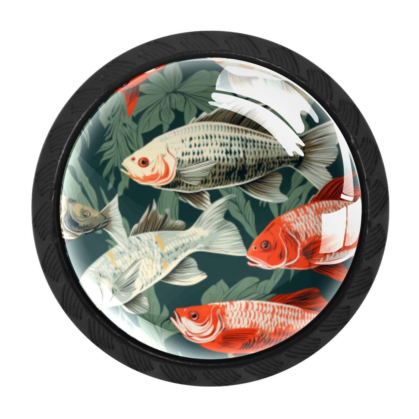 Chenzzzz Multicolored 03 4 Pack Fish Dresser Drawer Cabinet Knobs Round Crystal Glass Knobs Pulls Handles For Kitchen Wardrobe Cupboard Door Hardware