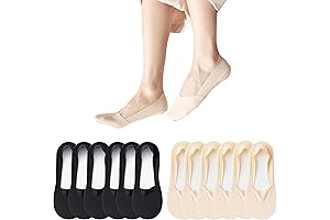 6 Pack No Show Socks Women Low Cut Non-Slip Invisible Socks for Flats