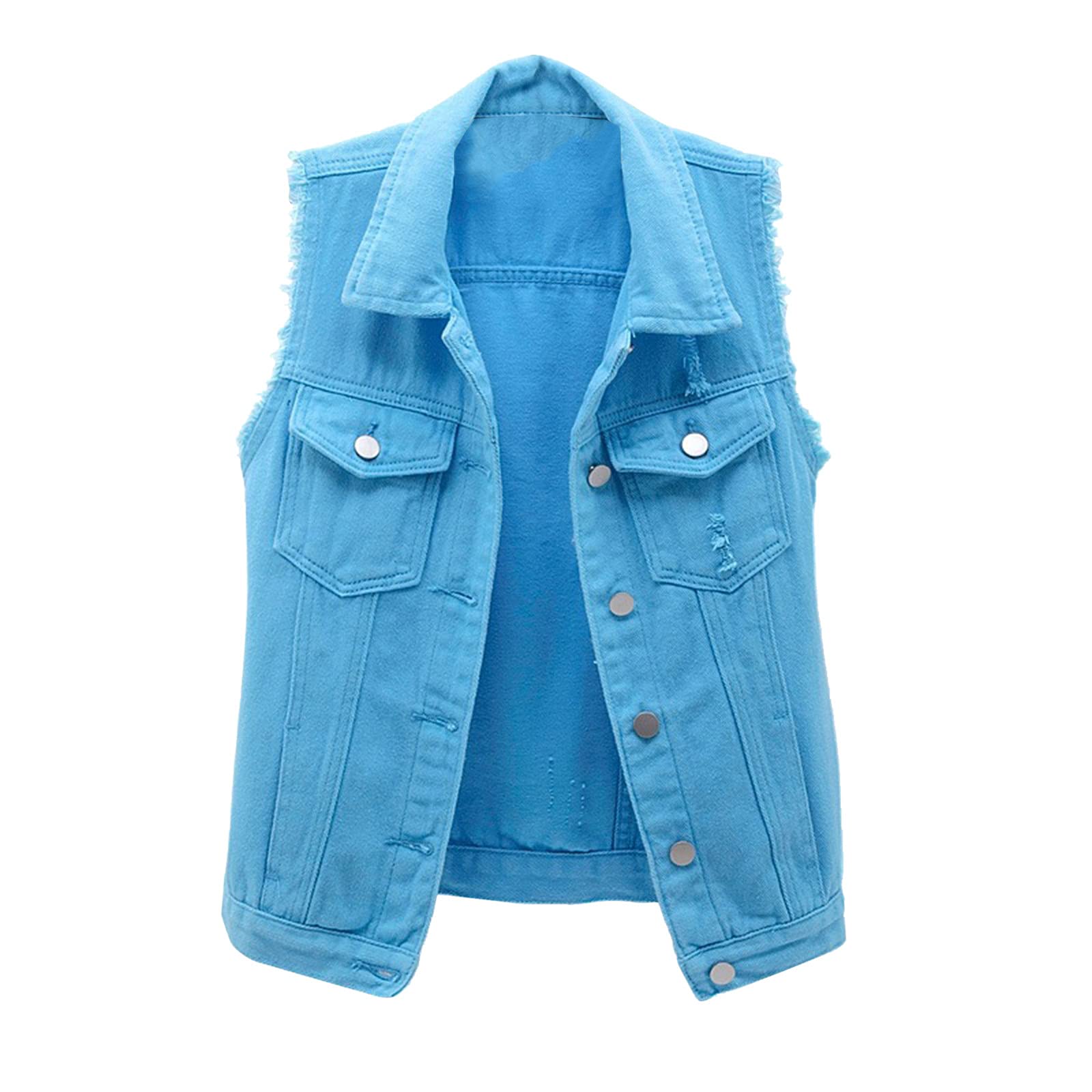 Veste jean sans manches pour sublimer un look d&eacute;contract&eacute; basique - 8