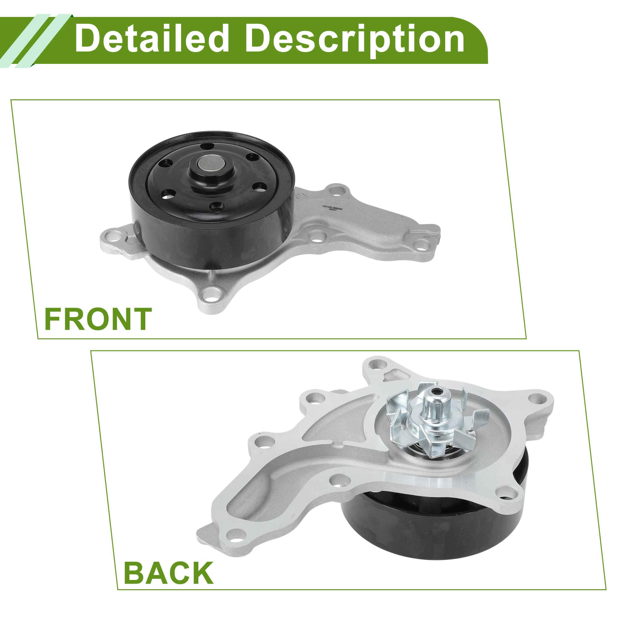 A ABSOPRO Pompa dell'acqua del motore per Toyota Camry 2017-2024 No.1610009660 Pompa dell'acqua di raffreddamento con guarnizione 1 Set