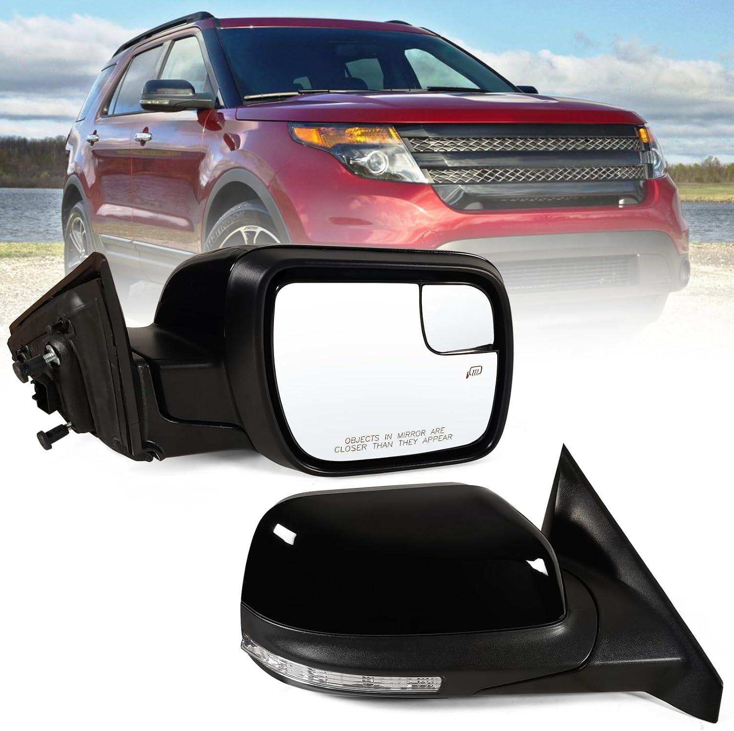 Right Passenger Side Mirror Fits 2011-2019 Ford Explorer With Power Heated Turn signal And Puddle Light?Without Power Folding 7Pins Replaces GB5Z17682BA,BB5Z17682BA,FO1321554