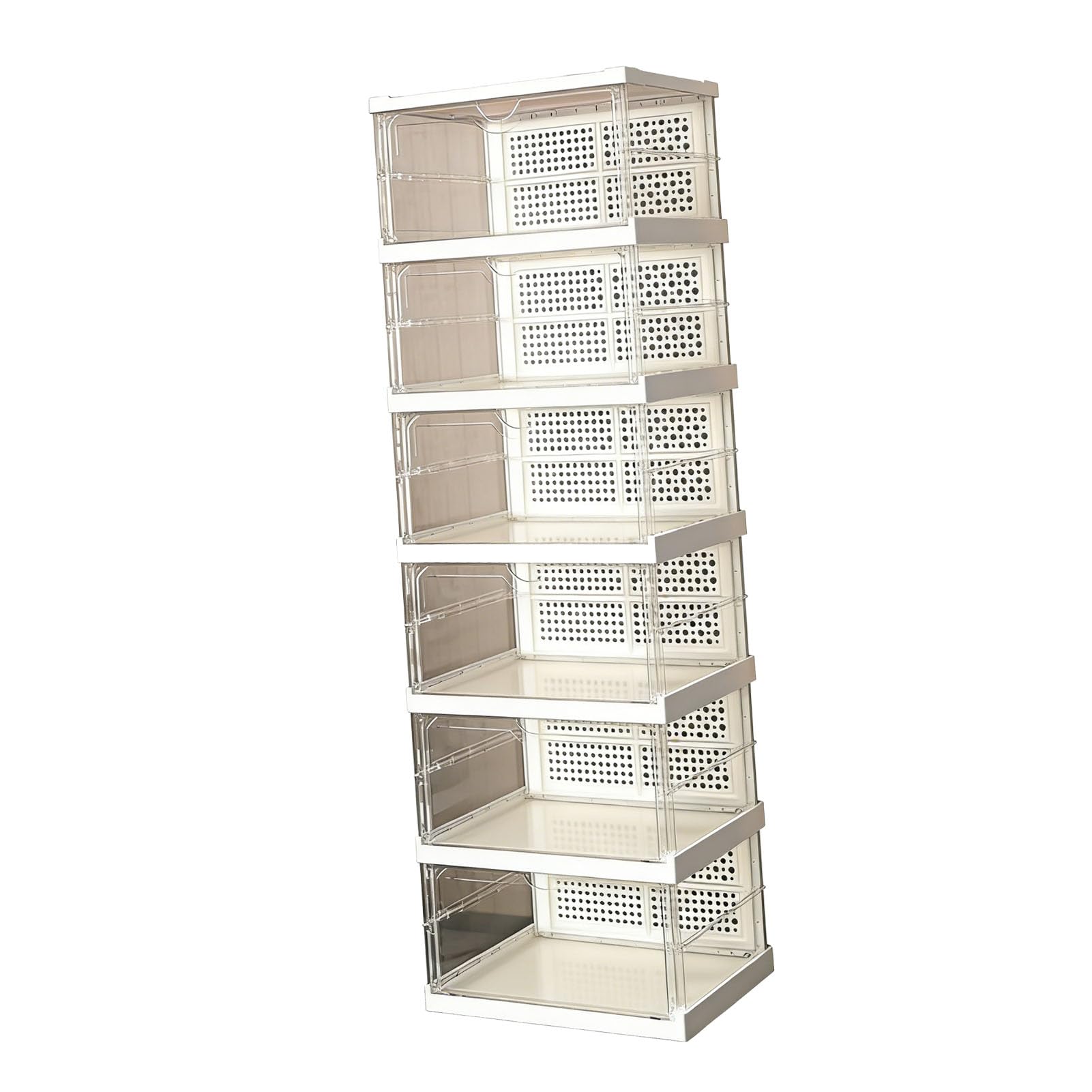 Caja de Zapatos Apilable con Diseño de Plegado Rápido, Caja Contenedor de 100 Libras de Capacidad, Organizador de Puerta Transparente, Se Adapta a Calzado de hasta Tamaño 12, (6 niveles)