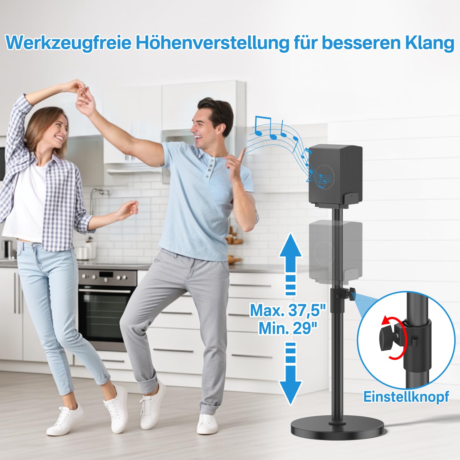 Para stojaków do głośników Samsung HW Rear Speaker, do Q995H/Q995GD/Q995GF/Q930F/Q990D/Q990F, regulacja wysokości 29" – 37,5", Clamping Dual Side Fit 5"-11" Samsung tylny, obciążenie do 30 funtów
