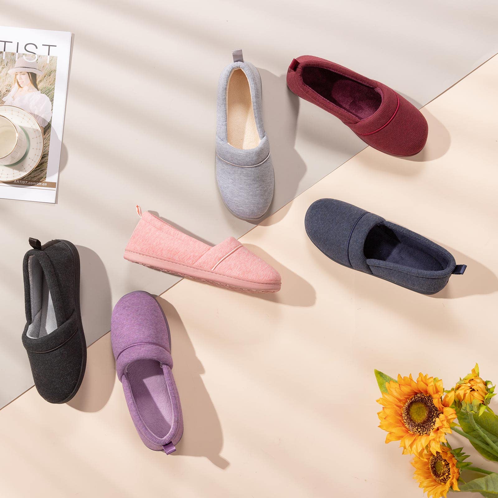 EverFoams - Zapatillas de deporte para mujer, con espuma viscoelástica y ligeras, con suela de goma antideslizante, color morado