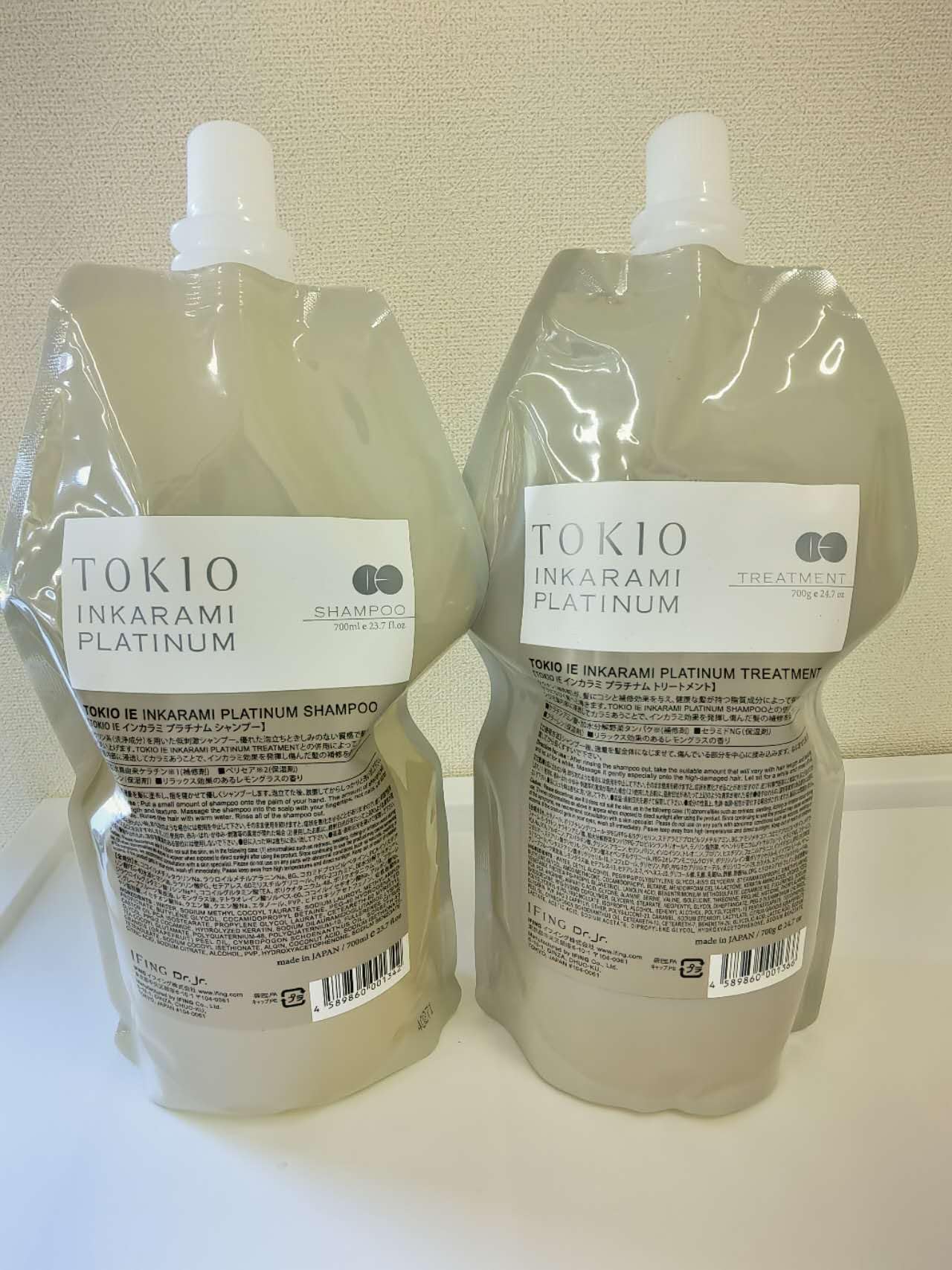 TOKIO IE Inkarami Platinum Shampoo 23.7oz Treatment 24.7oz Refill Set