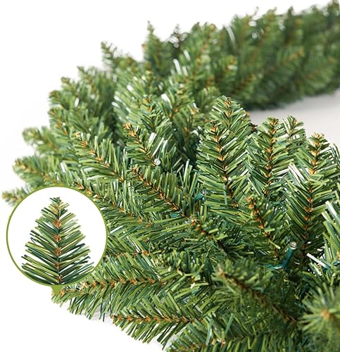 Miniatura 2 de Somikis Guirnalda de Navidad artificial preiluminada de 9 pies con 50 luces LED y abeto de pino de hoja perenne clásico realista para repisa,