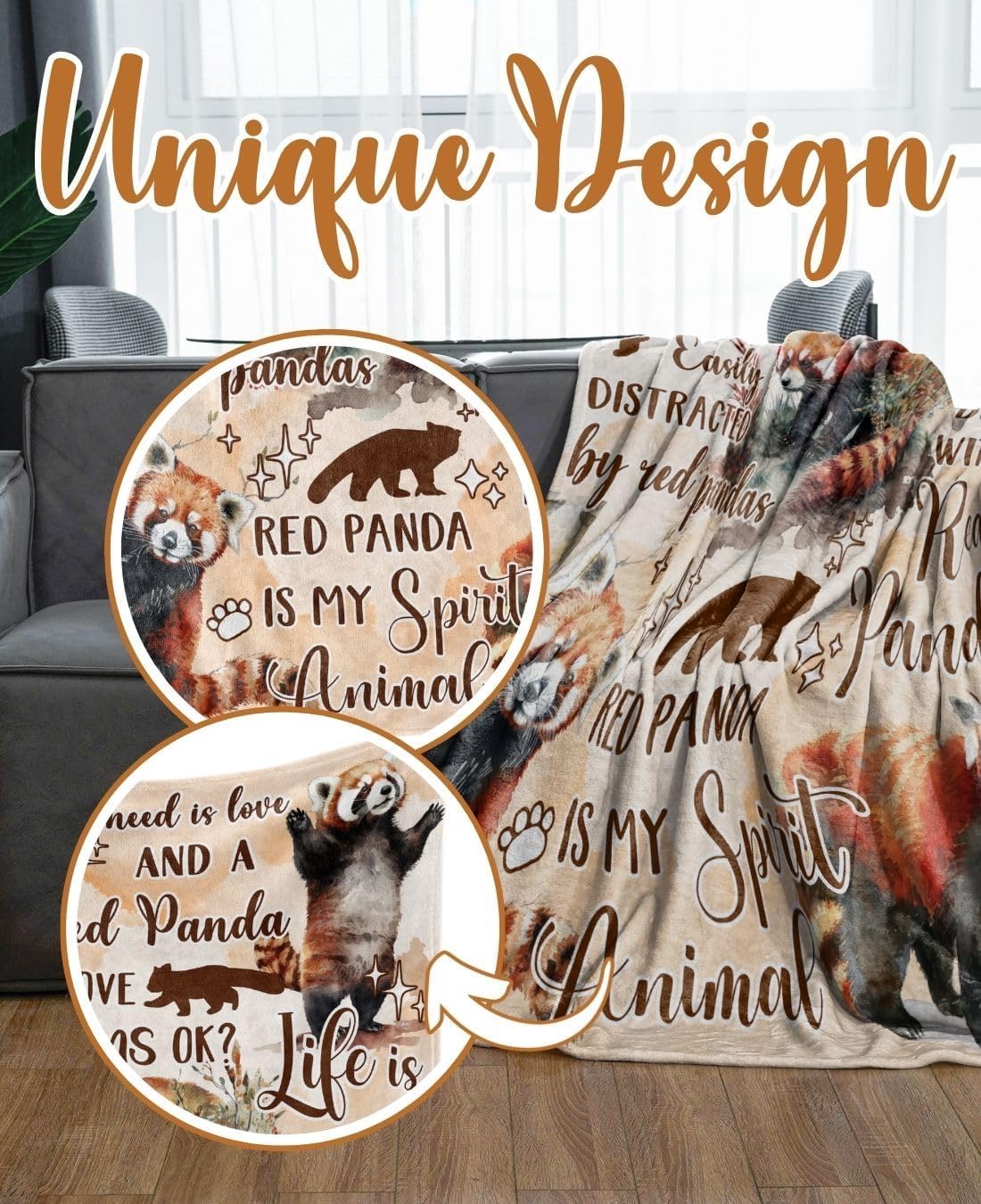 Red Panda Gifts Blanket for Women, Girls, Red Panda Lovers, 50" x 65" Throw for Birthday, Christmas - Image 2