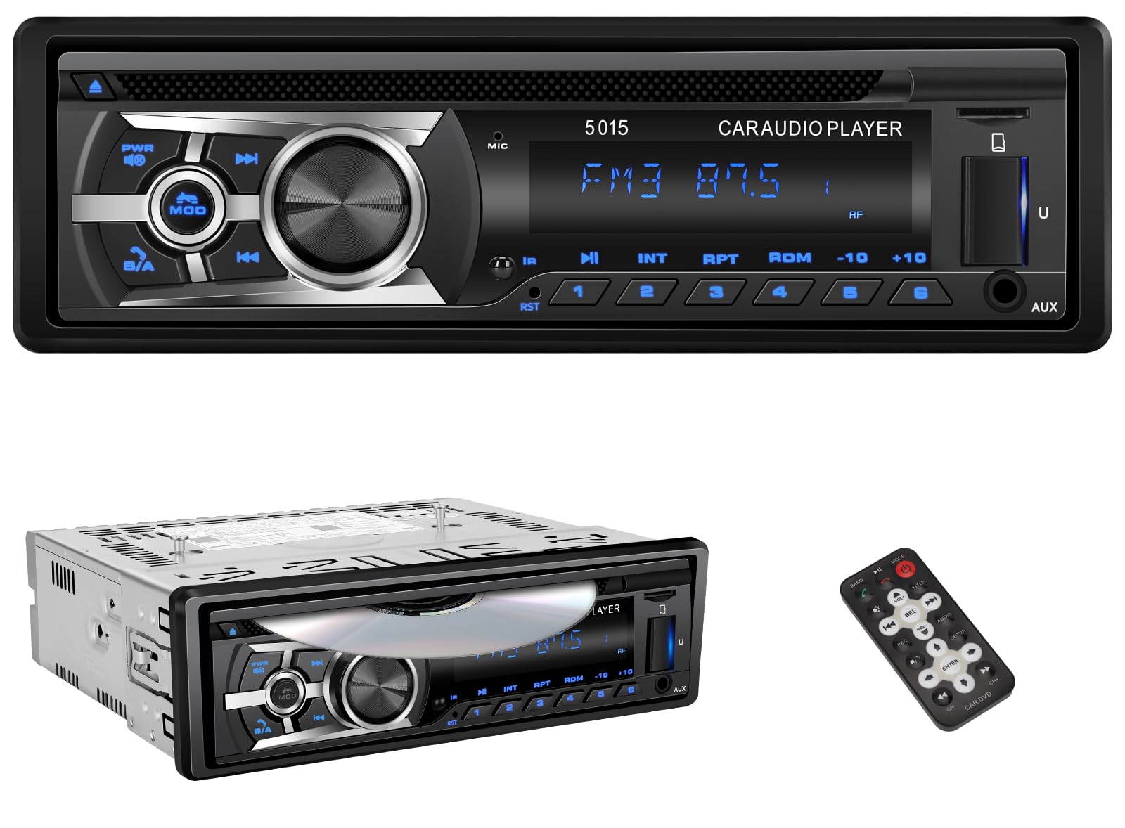 Autoradio mit CD Bluetooth Freisprecheinrichtung, Bluetooth 1 Din Autoradio USB/TF/ MP3 Player/AUX in,FM/AM Auto Radio,RDS,RCA,Auto Finden Funktion,60W*4,Schnellladefunktion