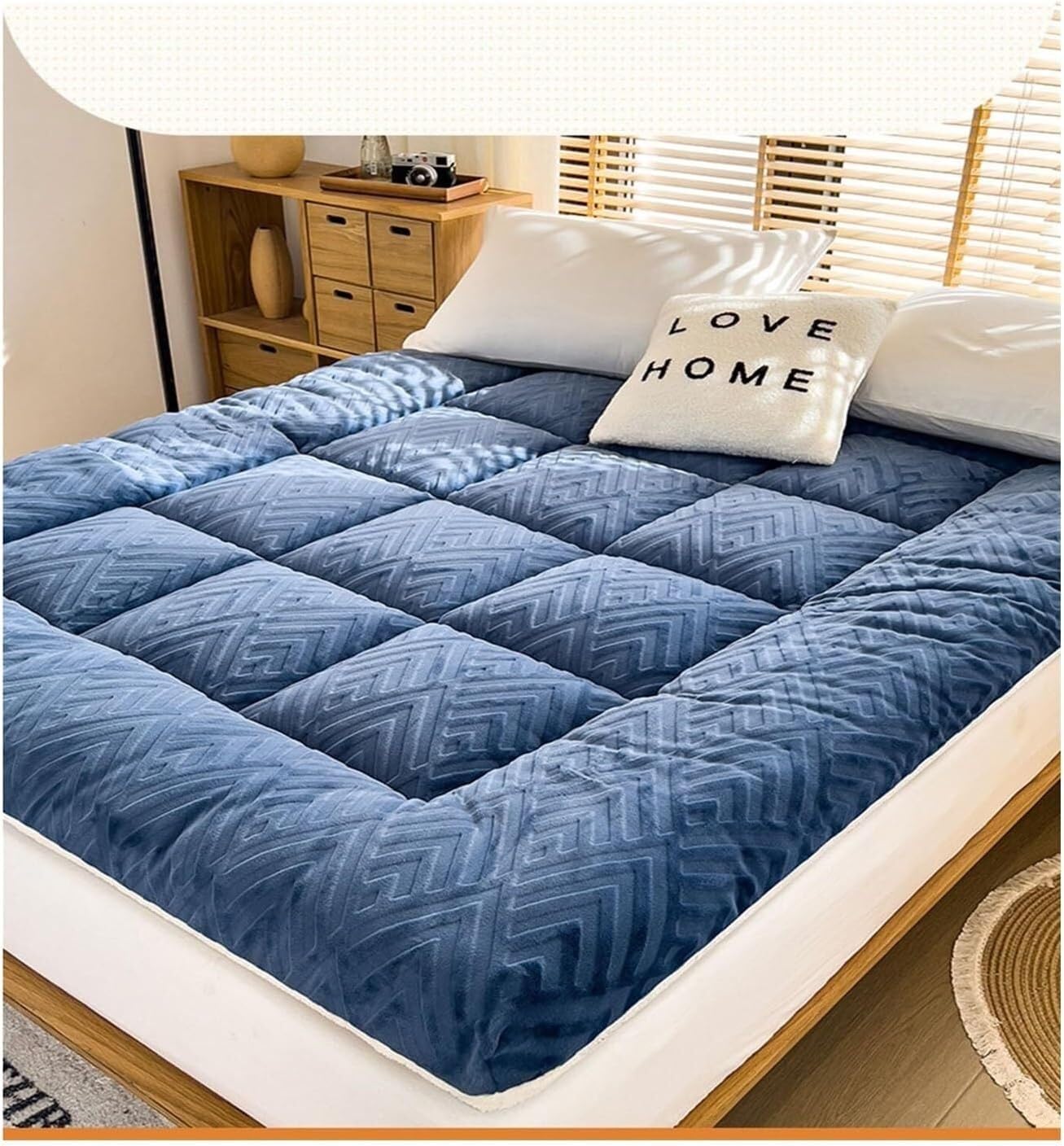 Matelas Futon Japonais Extra Épais Pliable 100x200 Cm Bleu - Confort Nomade Pour Invités, Camping & Dortoir