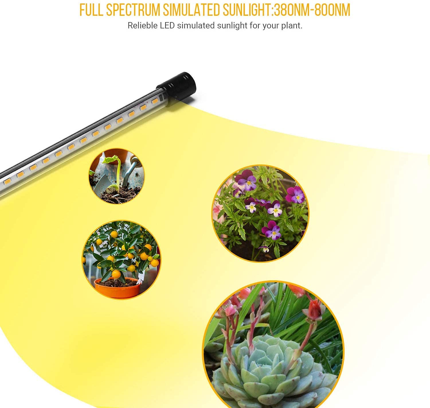 AUXTINGS Lampe de croissance, 4 têtes 80 LEDs spectre complet plantes d'intérieur, 10 niveaux de gradation et 3 modes d'éclairage, avec minuterie automatique et support réglable en hauteur