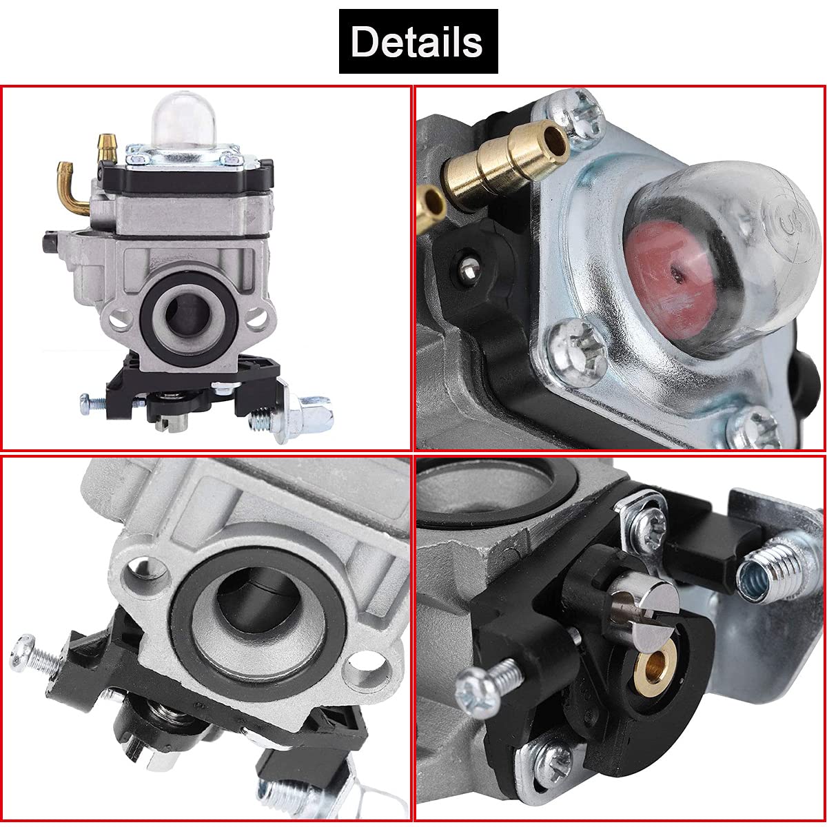 ZAMDOE 11mm remplacement de carburateur pour haie 2 temps débroussailleuse tronçonneuse 22cc 26cc 32cc 34cc 36cc moteurs, avec joint de conduite de carburant