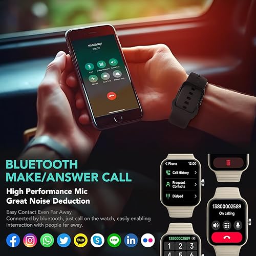 Miniatura 2 de SKG Reloj inteligente para mujeres y hombres (respuestahacer llamadas), Alexa integrado, correa extra negra, reloj inteligente IP68 para iPhone