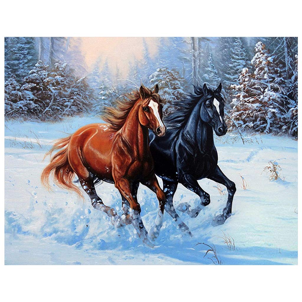 40x 50CM DIY 5D Pintura de Diamantes de Caballos,Diamond Painting Cuadrados,Cuadro Diamante 5D Animales,Bordado Rhinestone Arte de Pared Lienzo Artesanía para la Decoración