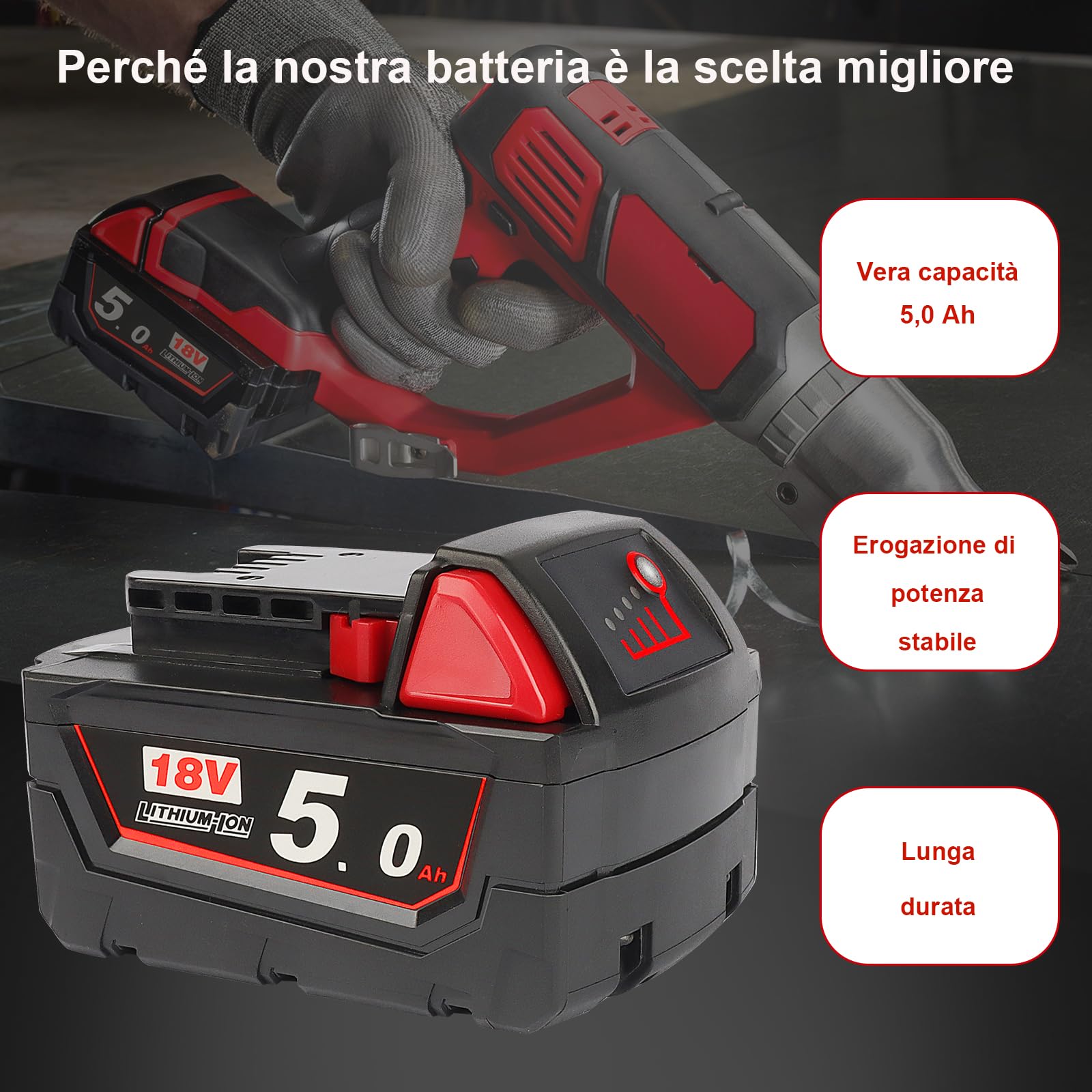 2X Waitley M18B5 Batteria Compatibile con Milwaukee 18V 48-11-1860/48-11-1850/48-11-1840/48-11-1828/48-11-1820/48-11-1815